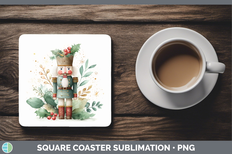 Nutcracker Christmas Botanicals Square Coaster Sublimation D
