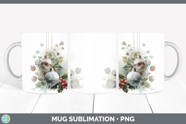Ornaments Christmas Botanicals Mug Wrap Sublimation Design