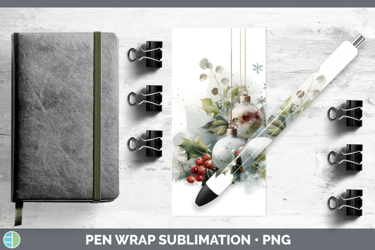 Ornaments Christmas Botanicals Pen Wrap Sublimation Design