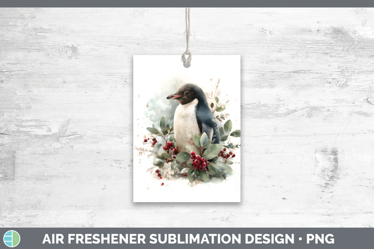 Penguin Christmas Botanicals Air Freshener Sublimation Desig