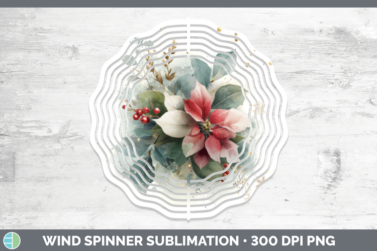 Poinsettia Christmas Botanicals Wind Spinner Sublimation Des