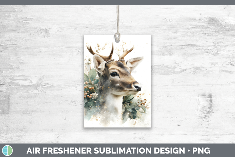 Reindeer Christmas Botanicals Air Freshener Sublimation Desi