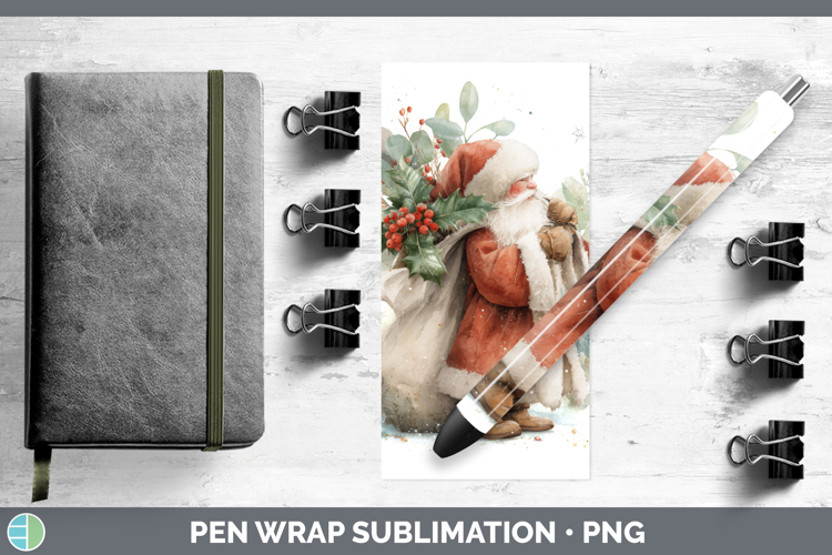 Santa Gifts Christmas Botanicals Pen Wrap Sublimation Design