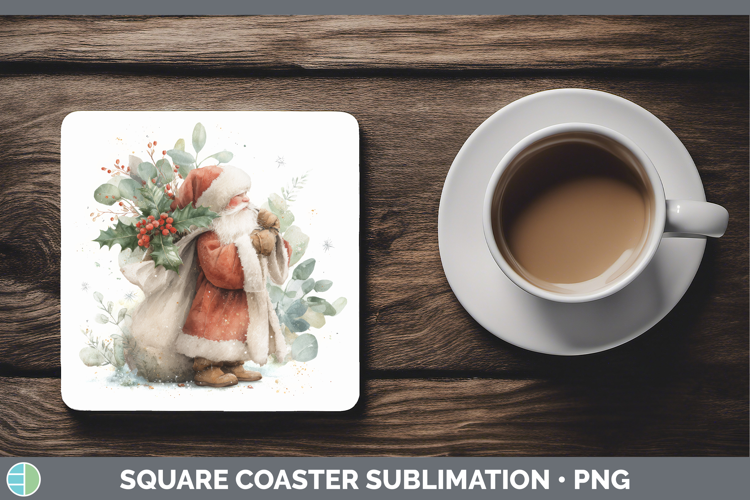 Santa Gifts Christmas Botanicals Square Coaster Sublimation