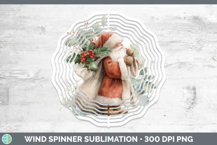 Santa Gifts Christmas Botanicals Wind Spinner Sublimation De