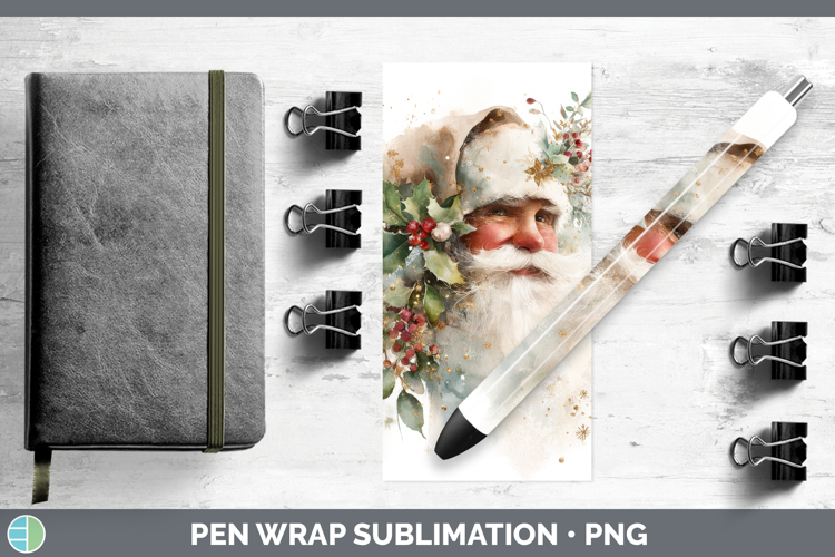 Santa Christmas Botanicals Pen Wrap Sublimation Design