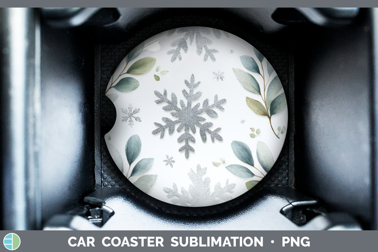 Snowflakes Christmas Botanicals Car Coaster Sublimation Desi