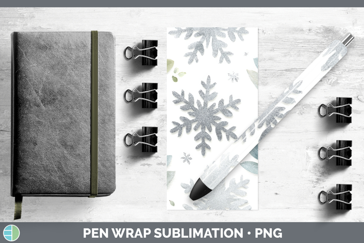Snowflakes Christmas Botanicals Pen Wrap Sublimation Design