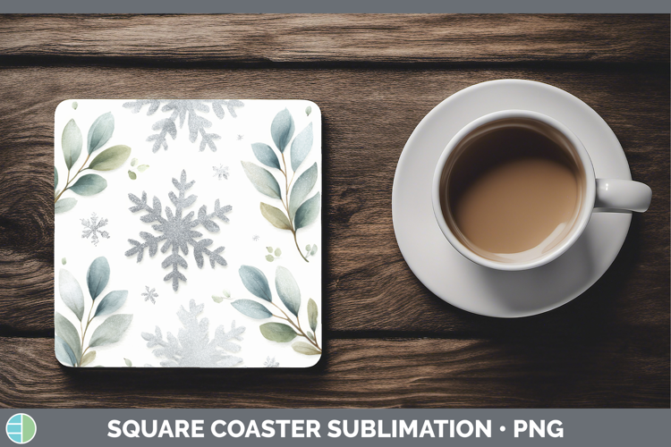 Snowflakes Christmas Botanicals Square Coaster Sublimation D