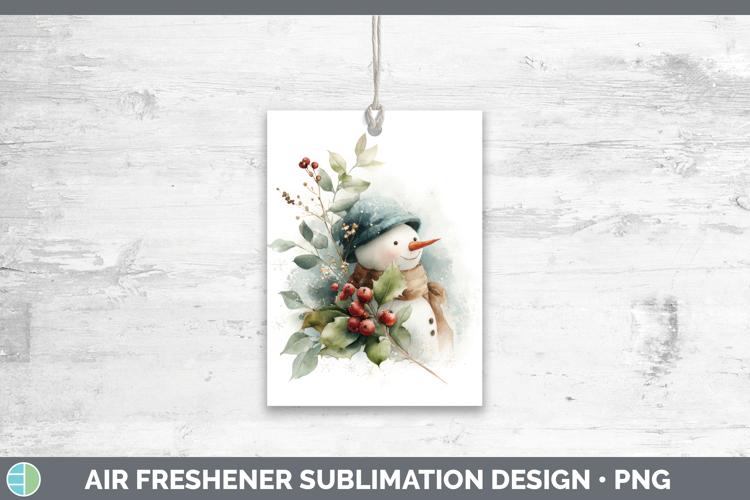 Snowman Christmas Botanicals Air Freshener Sublimation Desig