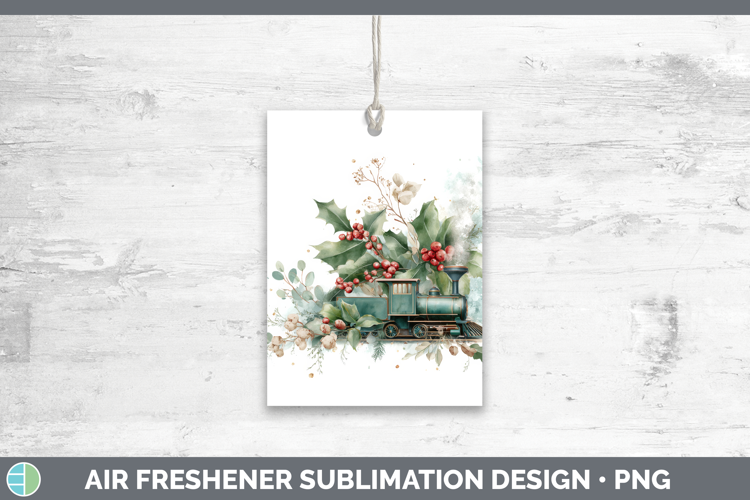 Train Christmas Botanicals Air Freshener Sublimation Design