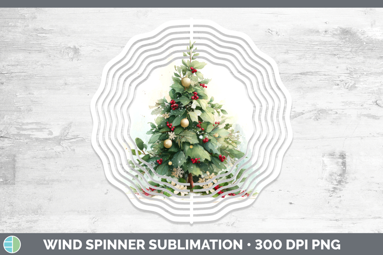 Tree Christmas Botanicals Wind Spinner Sublimation Design