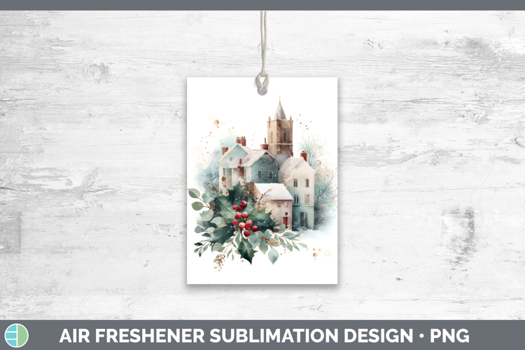 Village Christmas Botanicals Air Freshener Sublimation Desig