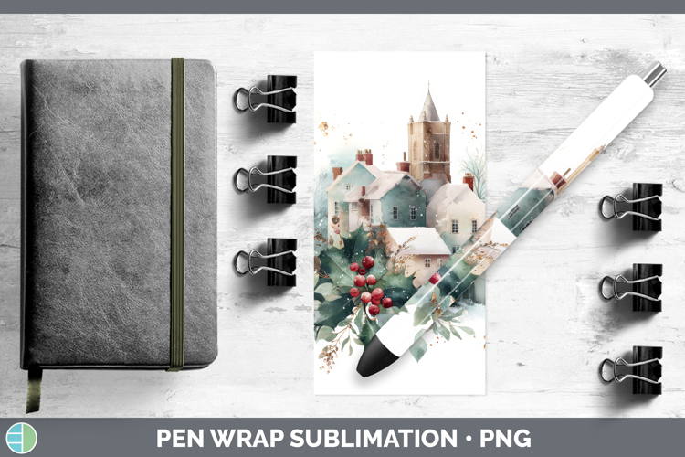Village Christmas Botanicals Pen Wrap Sublimation Design