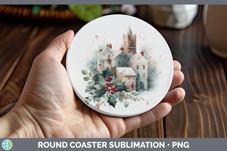 GorgeousChristmas Botanicals Round Coaster design.