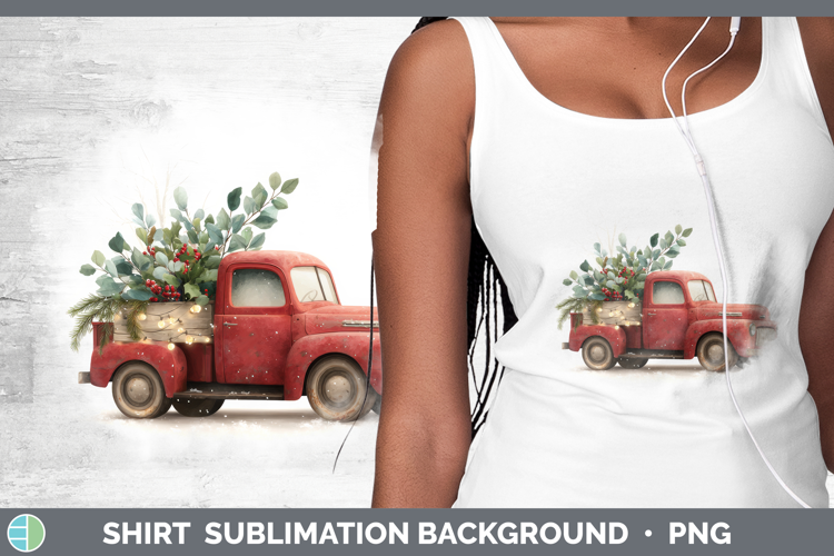 Vintage Truck Christmas Botanicals Shirt Sublimation Design