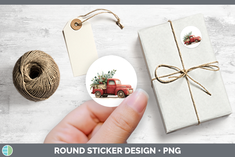 Vintage Truck Christmas Botanicals Stickers Design