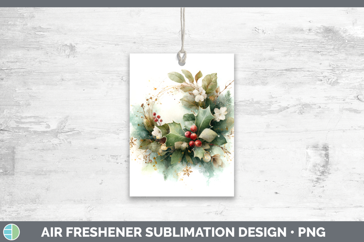 Wreath Christmas Botanicals Air Freshener Sublimation Design