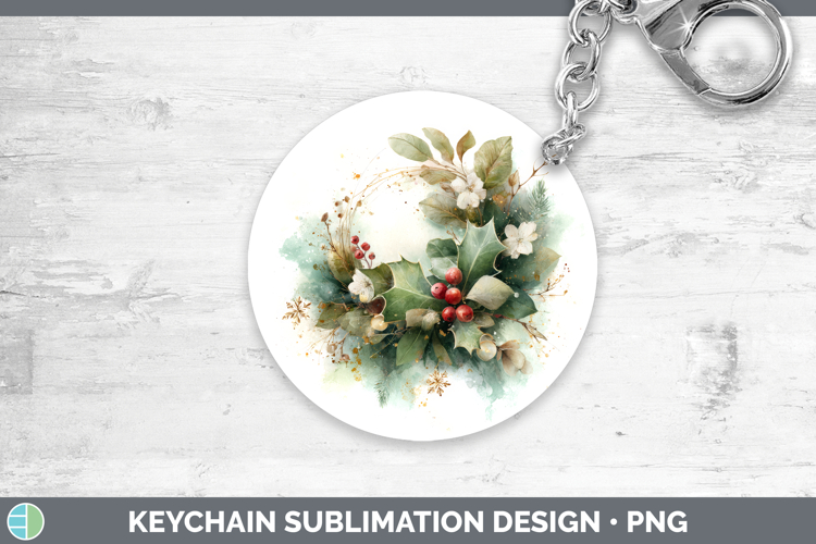 Wreath Christmas Botanicals Keychain Sublimation Design