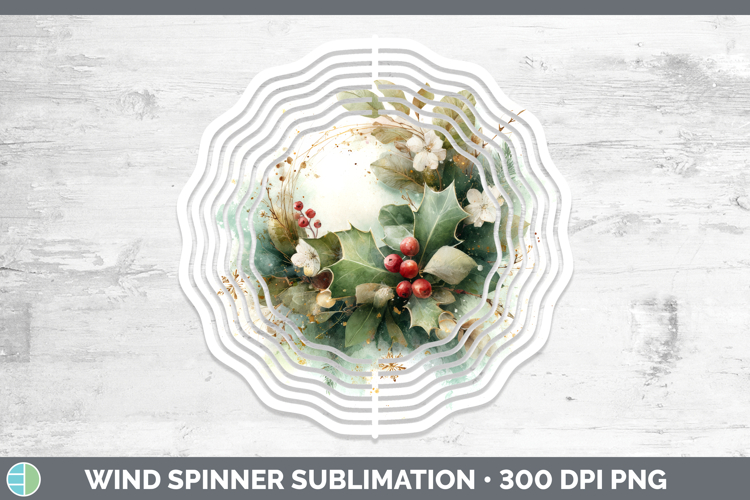 Wreath Christmas Botanicals Wind Spinner Sublimation Design