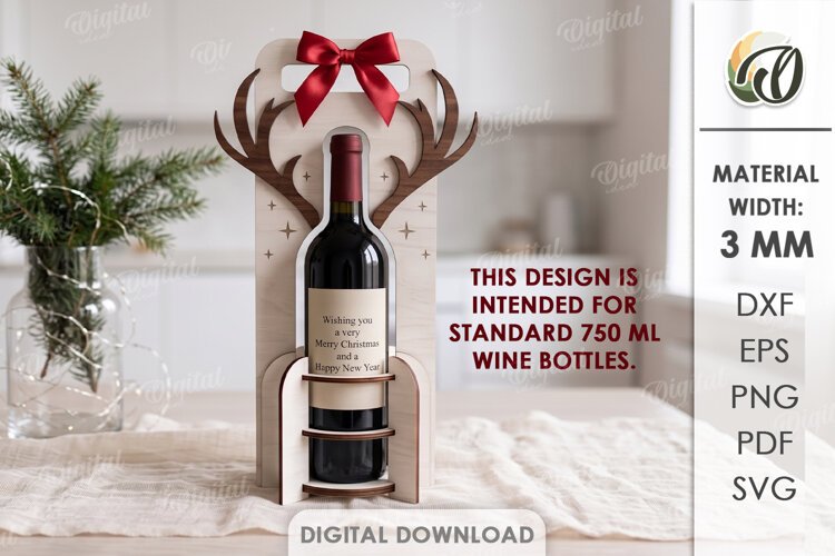 Christmas Wine Bottle Holder Laser Cut. Bottle Stand SVG example image 1