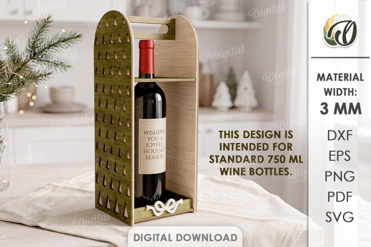 Christmas Wine Bottle Holder Laser Cut. Bottle Stand SVG example image 1