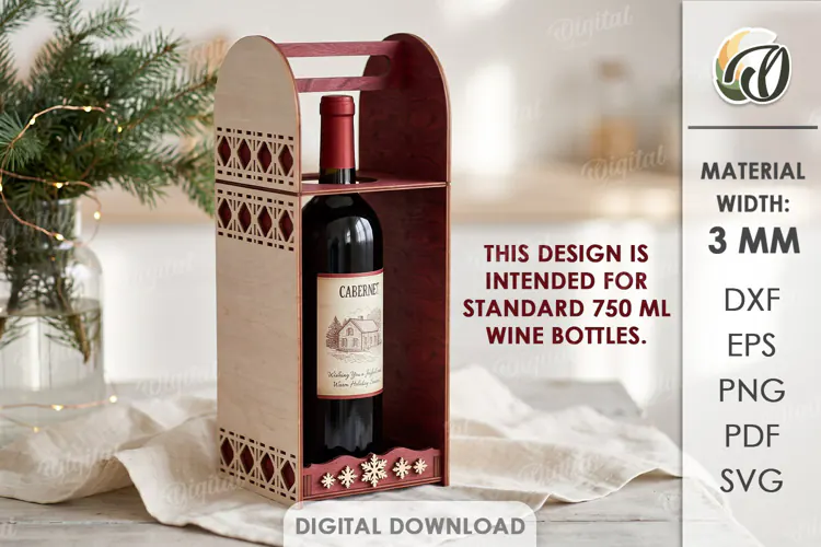 Christmas Wine Bottle Holder Laser Cut. Bottle Stand SVG