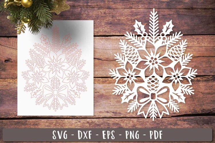 Christmas bouquet SVG Laser Cut Ornament