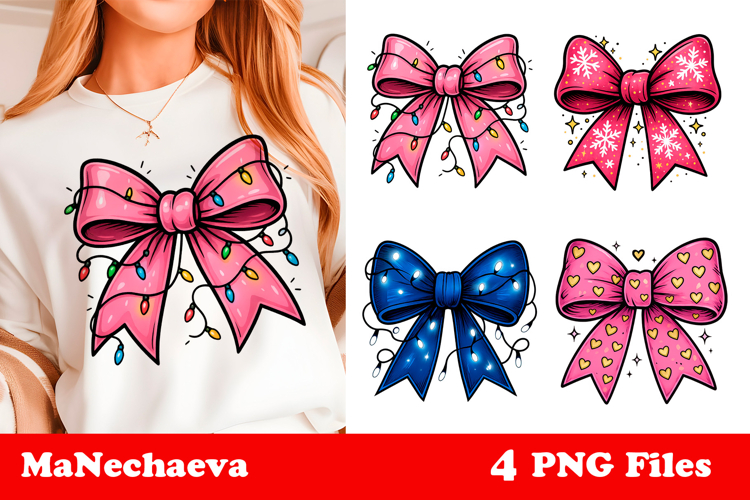 Coquette Christmas Bow Clipart | Holiday Sublimation PNG