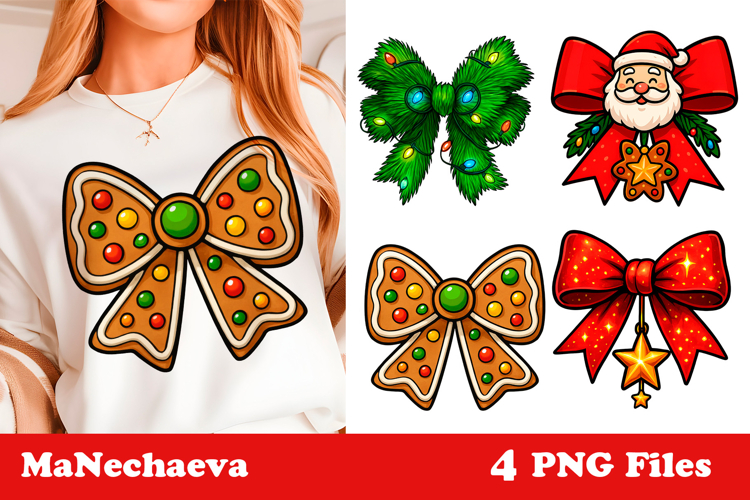 Coquette Christmas Bow Clipart | Holiday Sublimation PNG