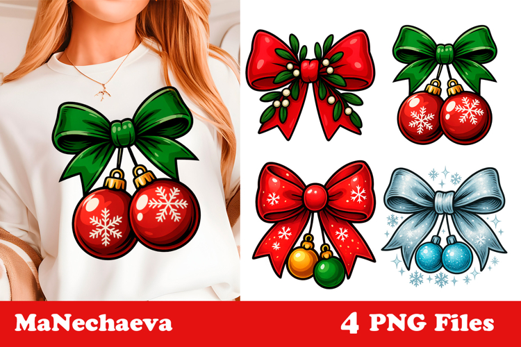 Coquette Christmas Bow Clipart | Holiday Sublimation PNG
