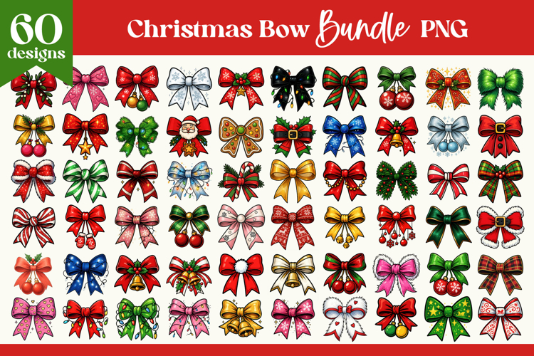 Coquette Christmas Bow Bundle | Holiday Sublimation Design