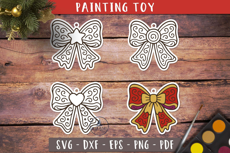 Christmas Bow Coloring Ornament SVG Painting Toy