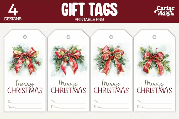 Christmas Gift Tags, Merry Christmas Printable Tags