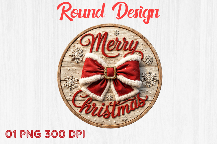 Christmas Bow Round Sublimation Png