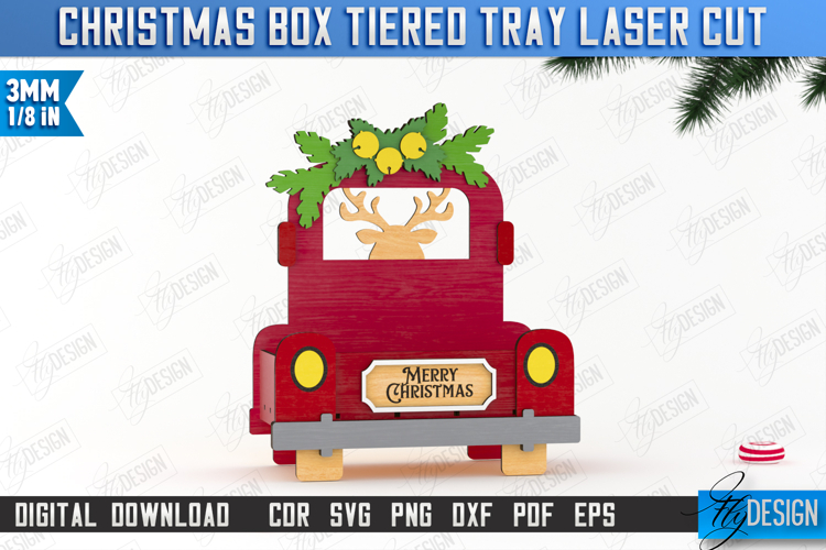 Christmas Element Laser Cut | Xmas Box |Christmas Mini Crate