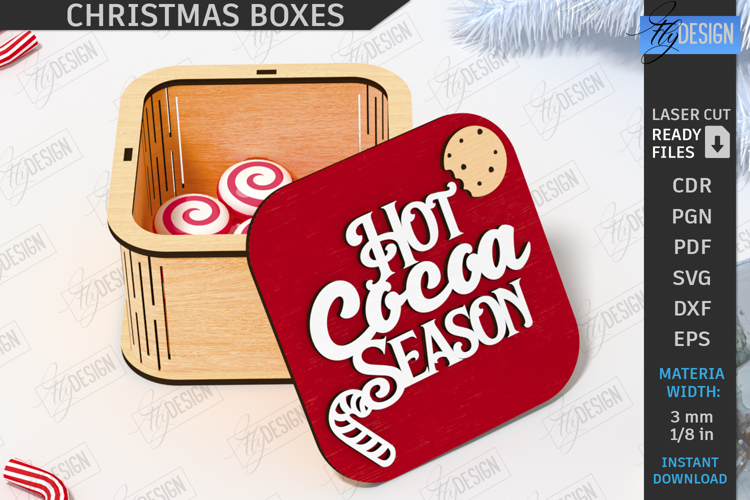 3D Christmas Box Laser Cut| Gift Box | Storage Box |Xmas SVG