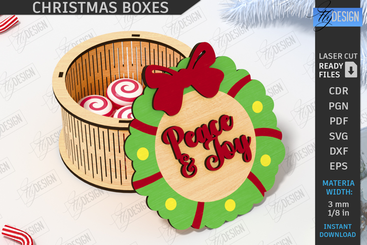 3D Christmas Box Laser Cut| Gift Box | Storage Box |Xmas SVG