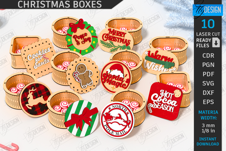 Christmas Boxes Laser Cut Bundle| Gift Boxes | Storage Boxes