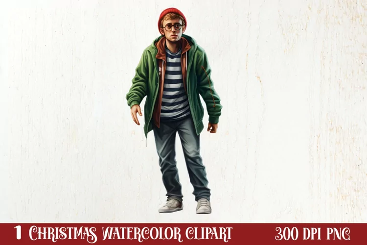 Funny Christmas Boy At Home Clipart Sublimation