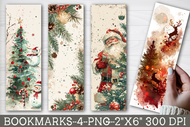 Christmas brushstroke, vintage bookmarks