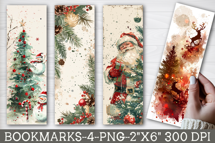 Christmas brushstroke, vintage bookmarks