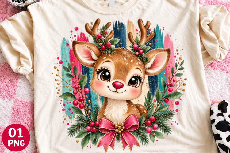 Christmas Brushstroke Reindeer PNG