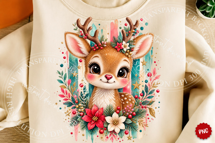 Christmas Brushstroke Reindeer PNG