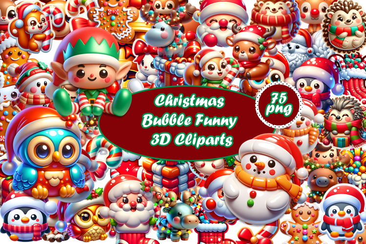 Christmas bubble funny clipart. 3D bubble Sublimation