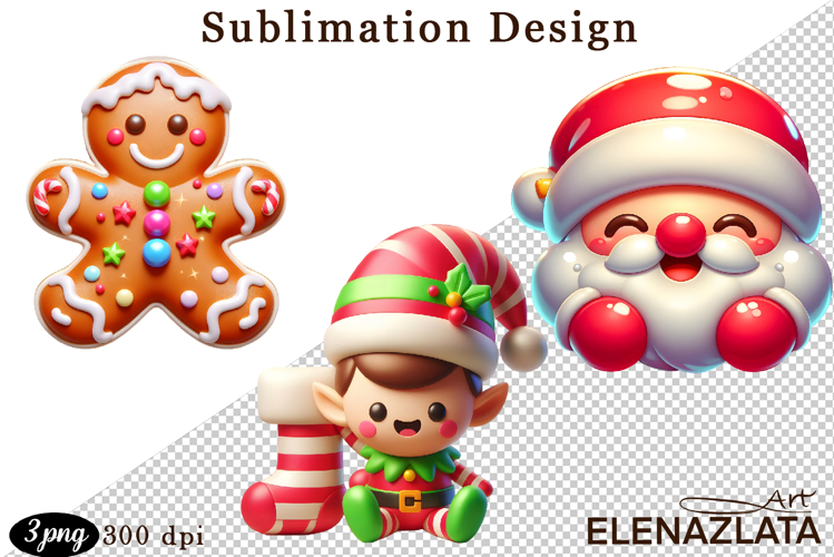 Christmas bubble funny clipart. 3D bubble Sublimation