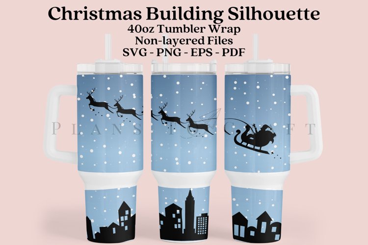 Christmas Building 40oz Tumbler Sublimation Wrap SVG