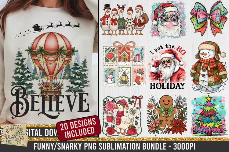 Christmas PNG Sublimation Bundle | 20 Holiday Designs
