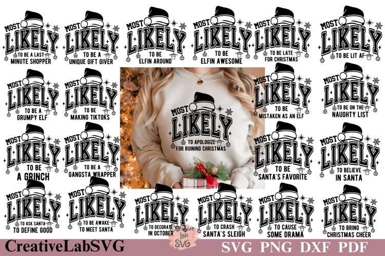 Most Likely To Family Christmas Shirt Design SVG PNG Bundle