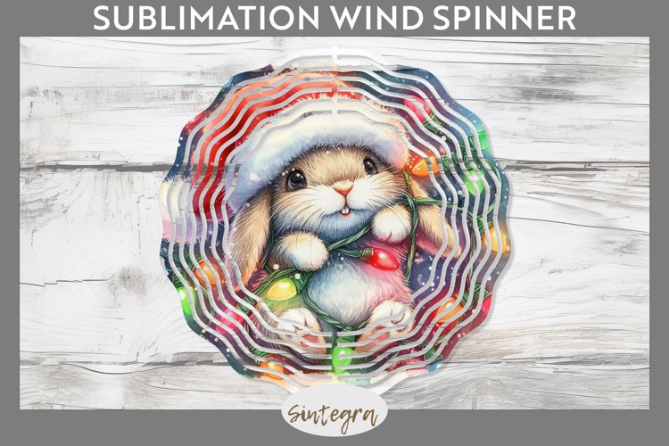 Christmas Bunny v2 Entangled in Lights Wind Spinner Sublimat